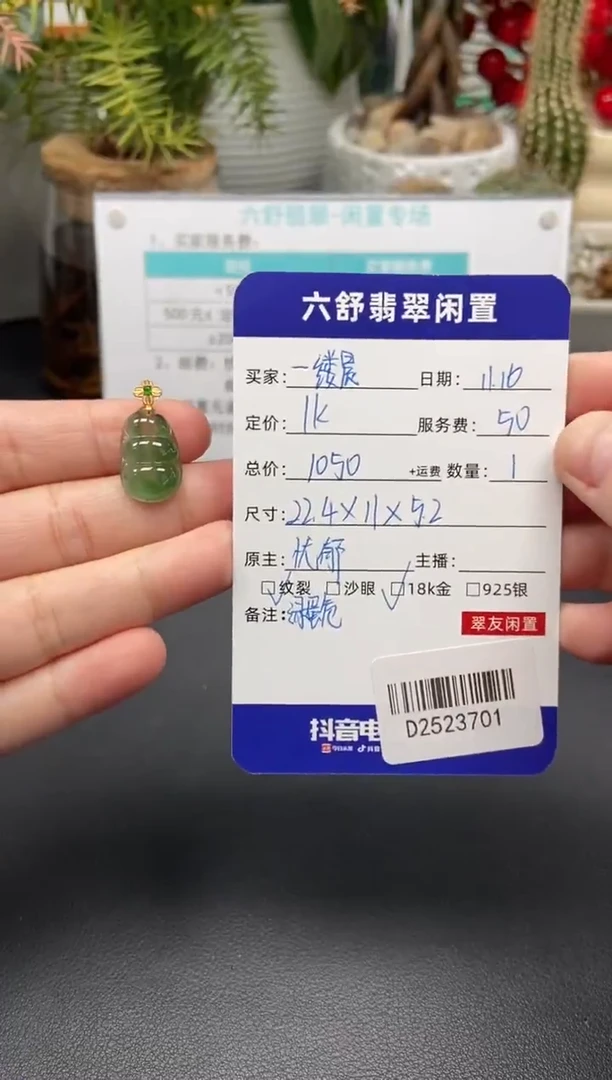 颈饰18K金镶嵌翡翠一**光D2523701