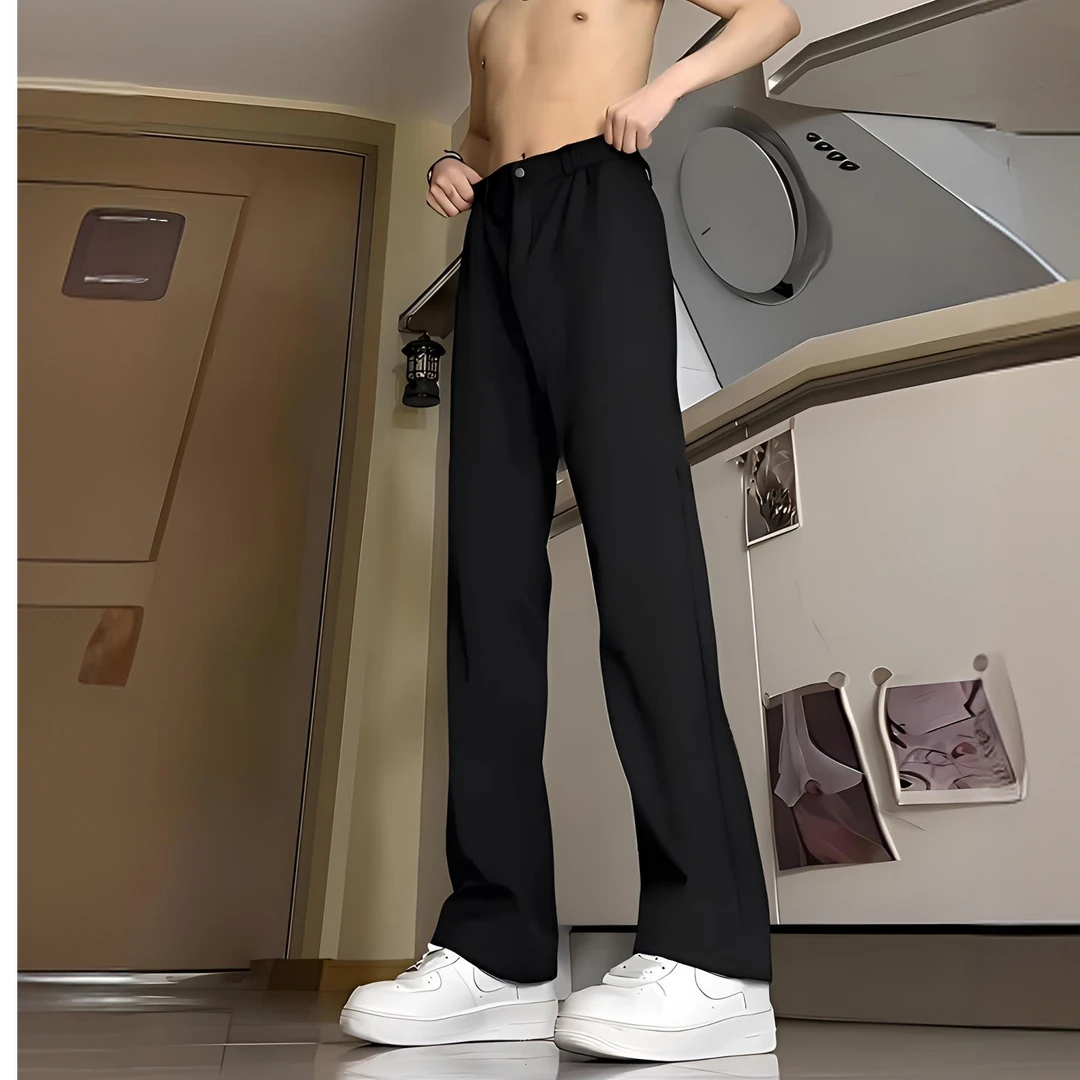 美式黑色西裤男款春夏季薄款vibe裤子潮牌显高显瘦直筒微喇休闲裤