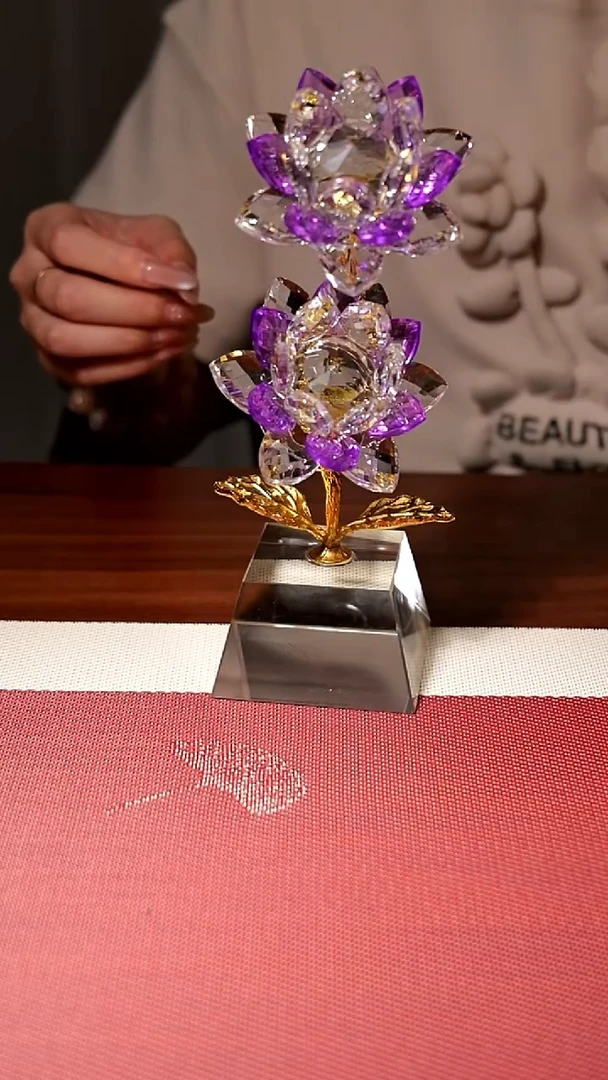 摆件水晶双头莲花茶摆件