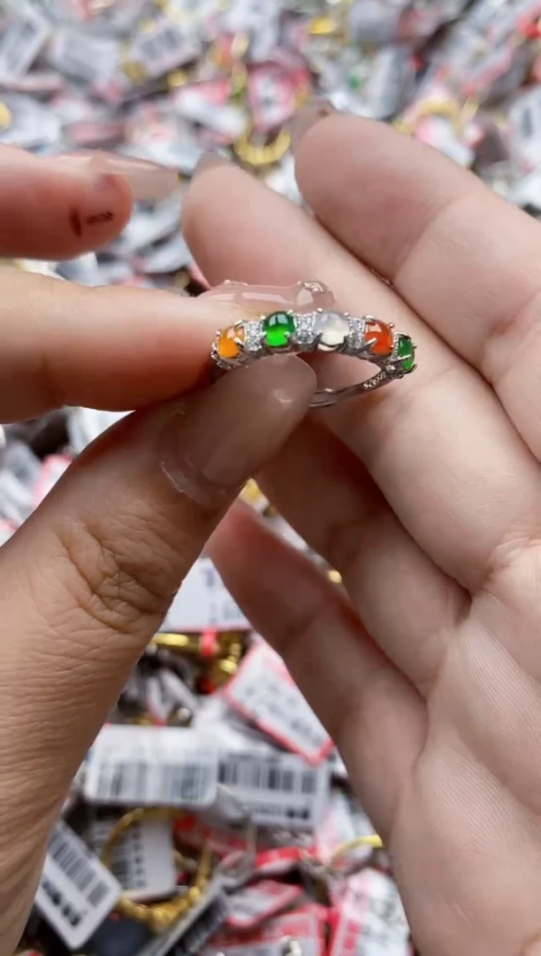 【闪购商品】翡翠戒指银S925镶嵌555555---5