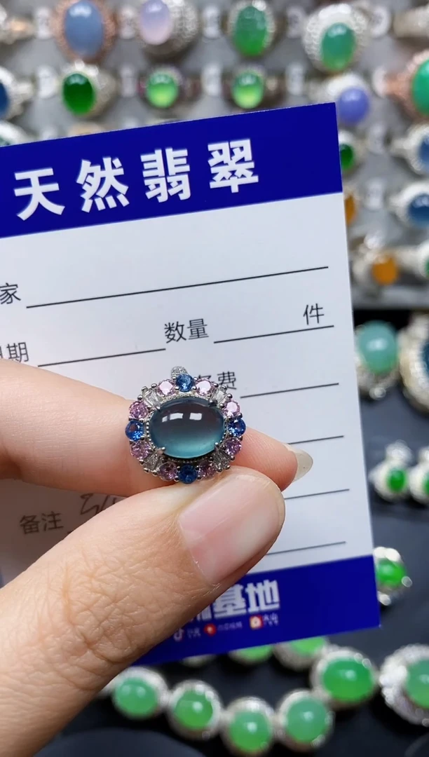 翡翠戒指银S925镶嵌342