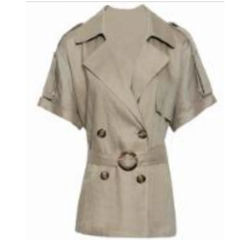 【曼德诗】曼德诗夏季双排扣时尚气质短袖外套收腰Y410006