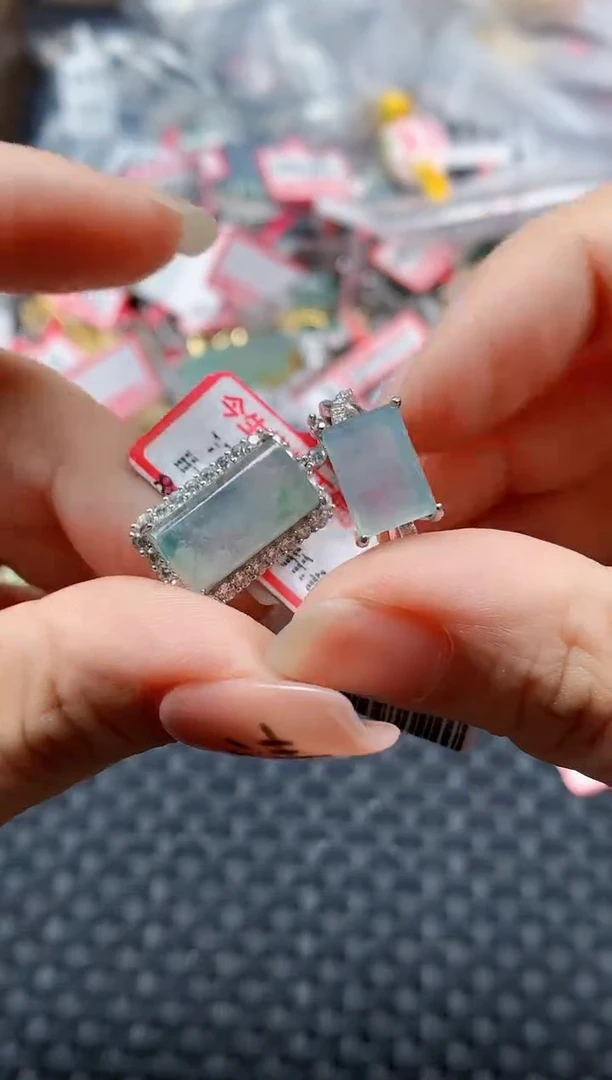 银S925镶嵌戒指翡翠天然A货缅甸翡翠