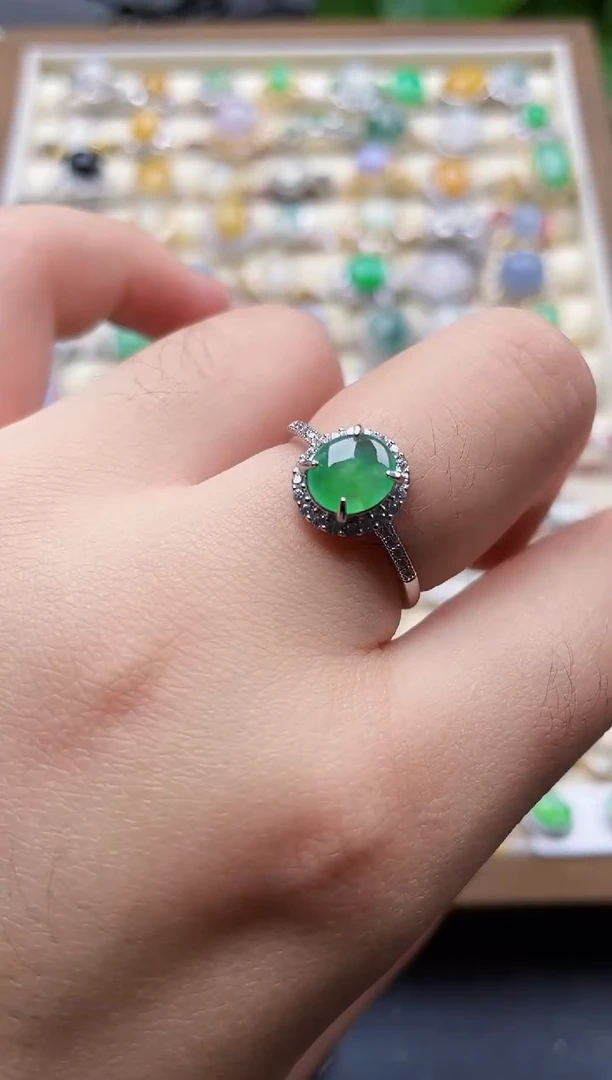 银S925镶嵌戒指翡翠18