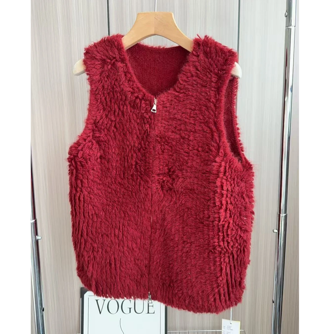 【百分百山羊绒】256587秋冬重磅颗粒绒羊绒马甲洋气时尚款