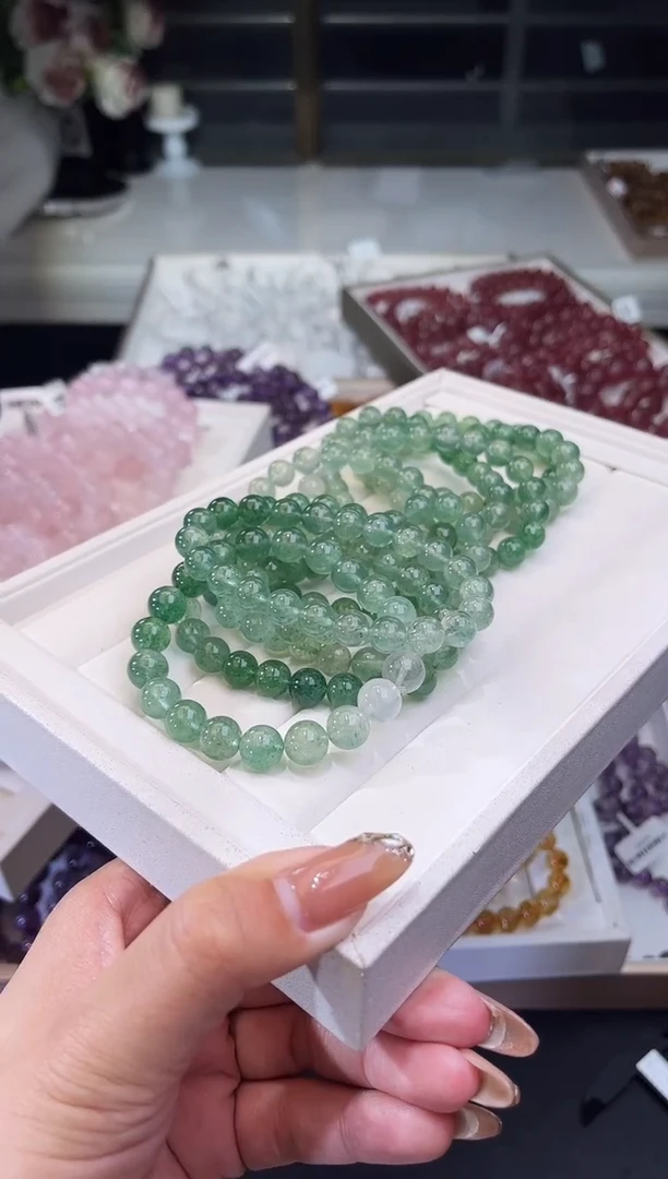 【闪购商品】水晶/未镶嵌渐变绿草莓晶手串