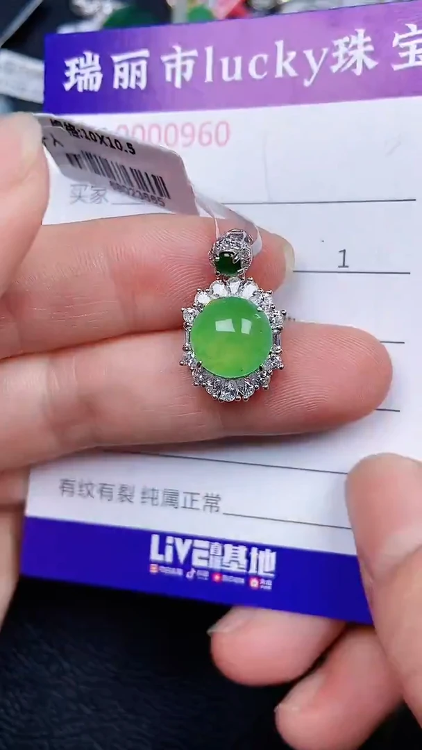 颈饰银S925镶嵌翡翠0960