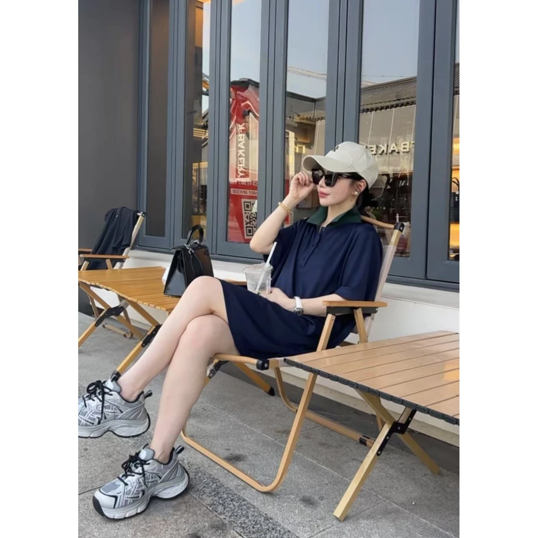 【行走的小空调】夏季极简休闲风POLO领显瘦时尚气质小众连衣裙宽松