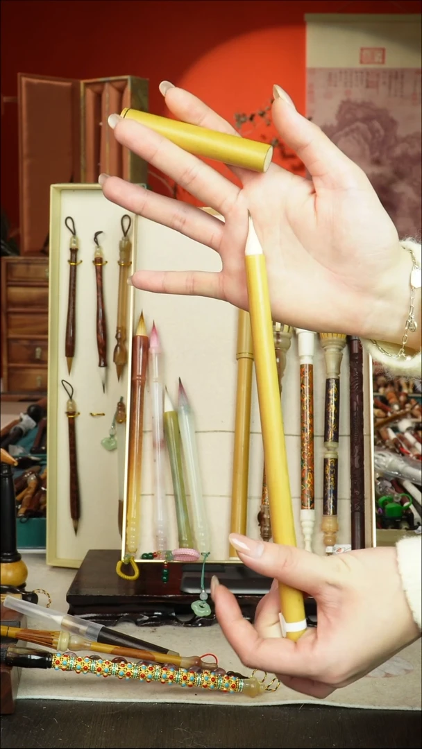 61号闪孤品高货毛笔链接 清水试笔 蘸墨不退