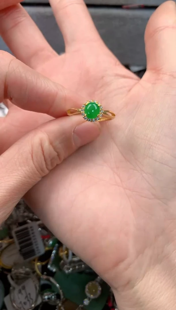 银S925镶嵌戒指翡翠5                  5