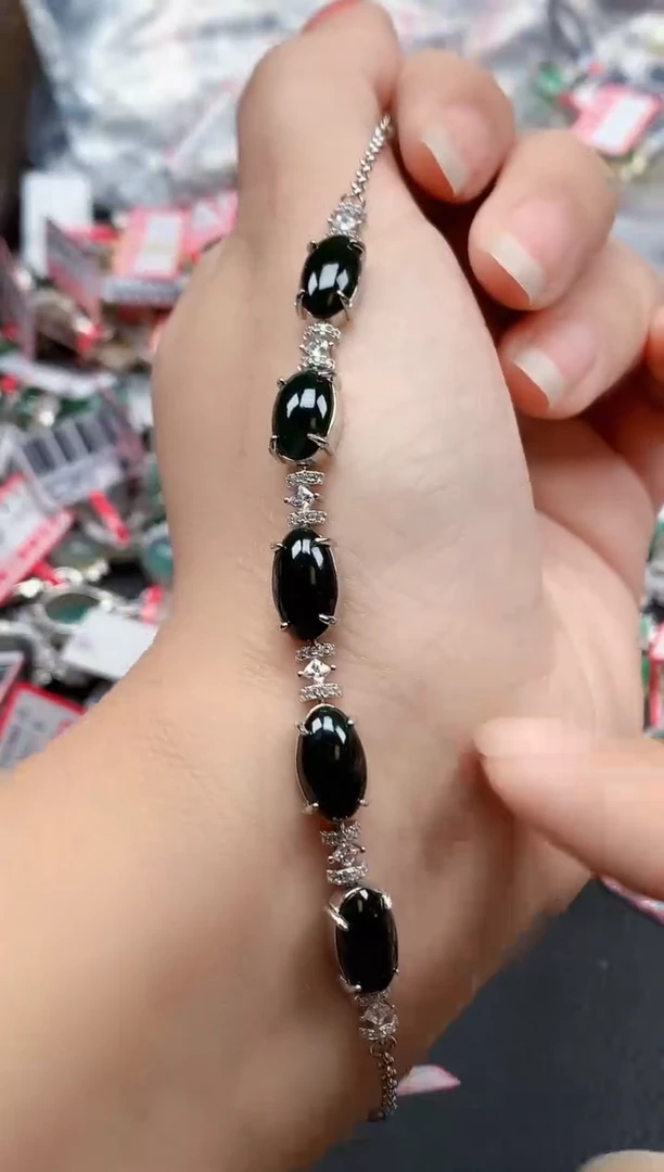 银S925镶嵌戒指翡翠天然A货缅甸翡翠