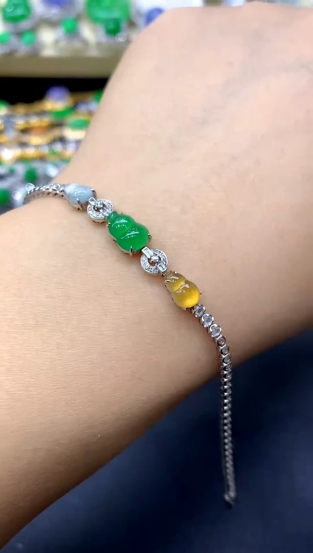 18K金镶嵌手链翡翠158-中国好珍宝