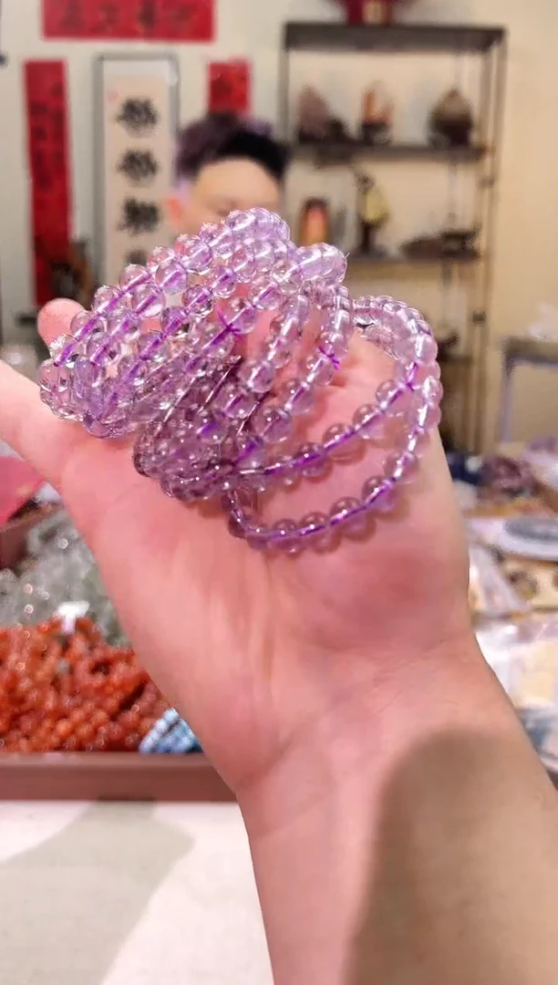 紫晶手链未镶嵌7mm+巴西紫水（多样性发一）