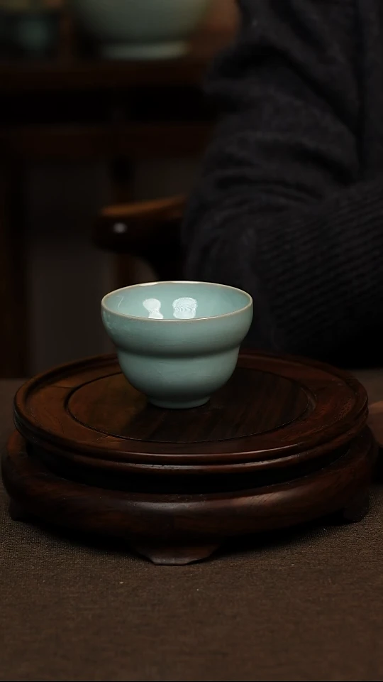 瓷片天青色葫芦杯100ml微瑕不带礼盒