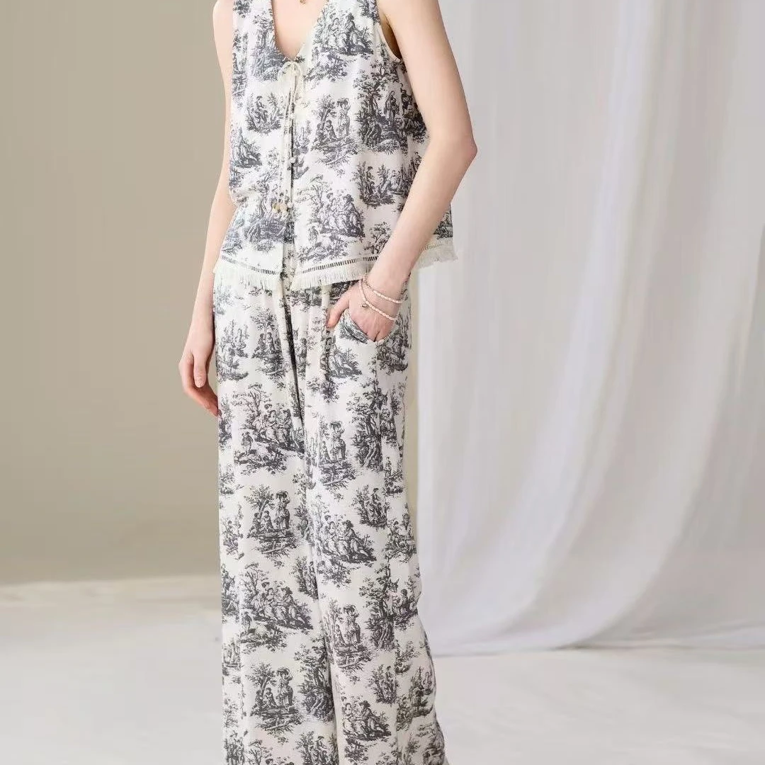 福利款-莫代尔无袖水墨家居服睡衣