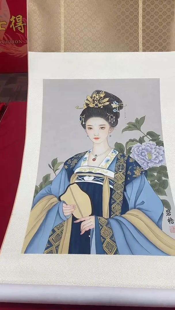 国画王碧梧绘画2.7pc绢本人物卷轴