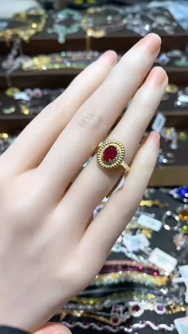 【闪购商品】红宝石戒指银S925镶嵌戒指