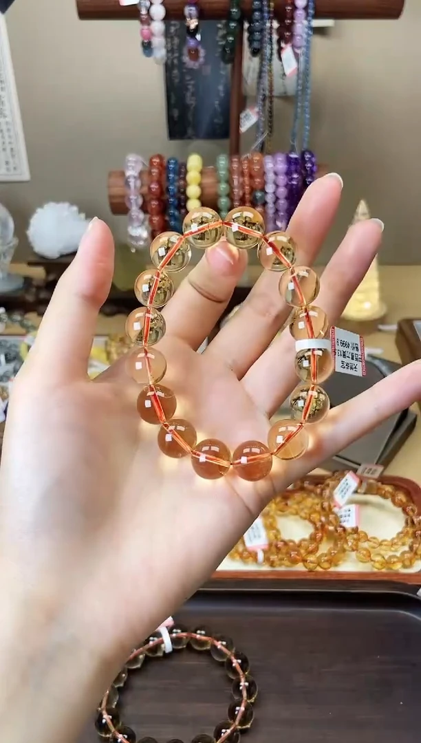 【闪购商品】水晶手链未镶嵌巴西暴力黄水晶13.5mm