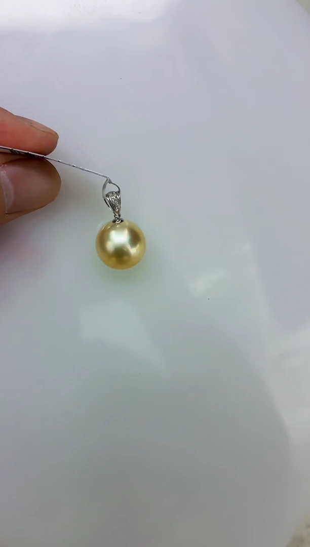 18K金镶嵌DA海水珍珠金珠吊坠15-16 v3586