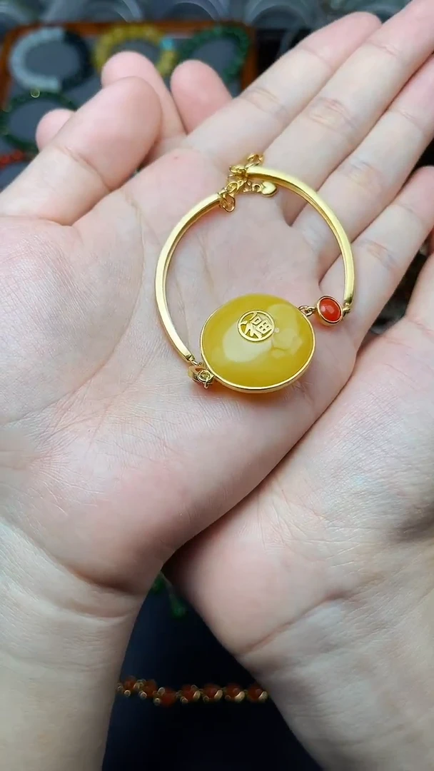 手链蜜蜡银S925镶嵌手牌 06
