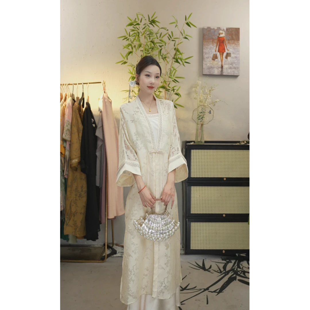木木2024年春夏季中式文艺古法复古瘦斜裁汉服旗袍（3896+3897）