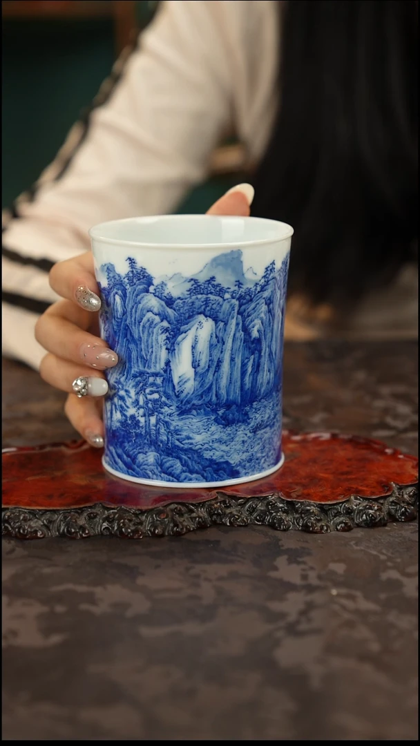 画堂春 青花手绘赤壁图大杯子