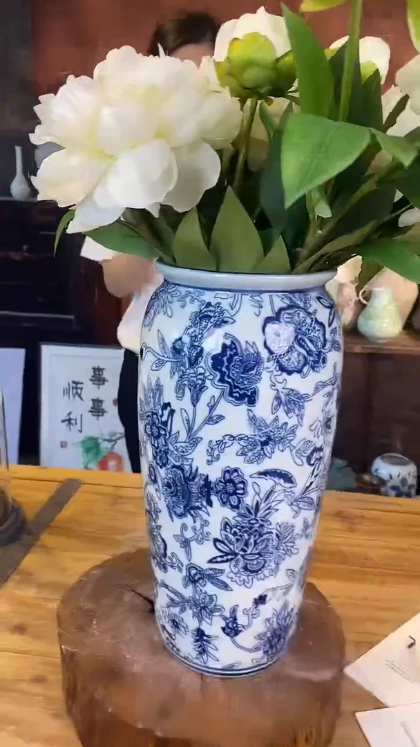 摆件景德镇高温陶瓷花器009（口径12*高度31）