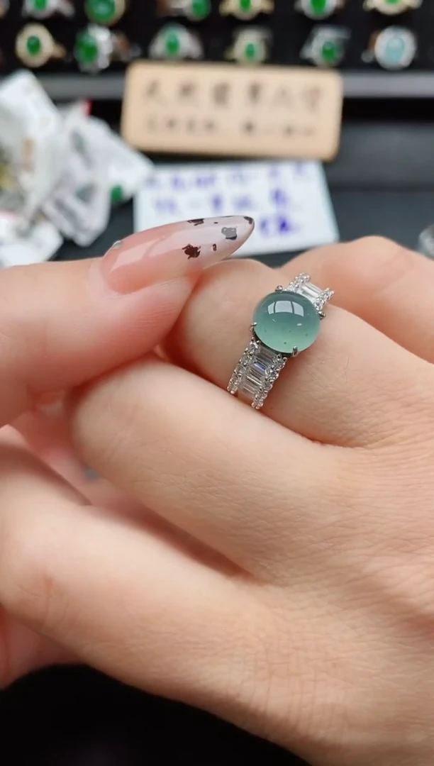 银S925镶嵌戒指翡翠1