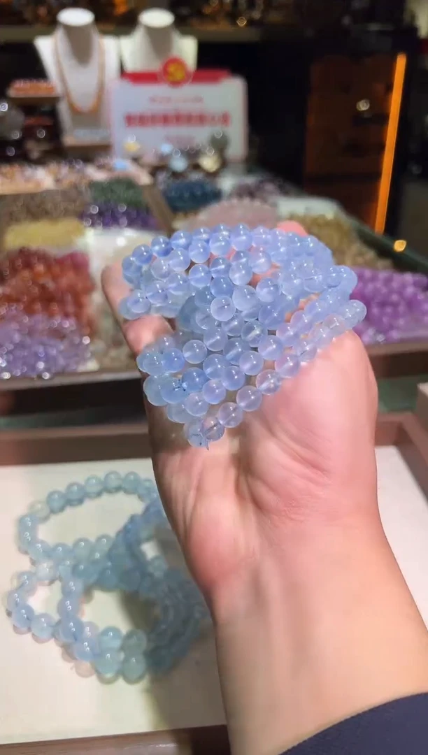 合成（培育）海蓝宝石未镶嵌8mm+海蓝宝（多样性发一）