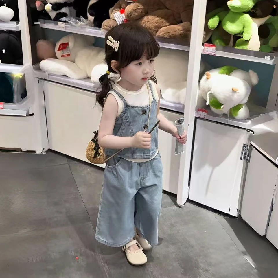 2025新款女童装夏季新款女童背心套装儿童韩版上衣休闲裤两件套