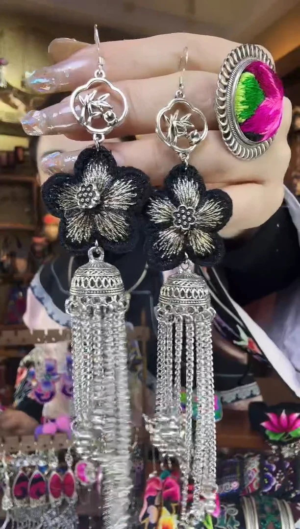 刺绣非遗刺绣民族风耳环