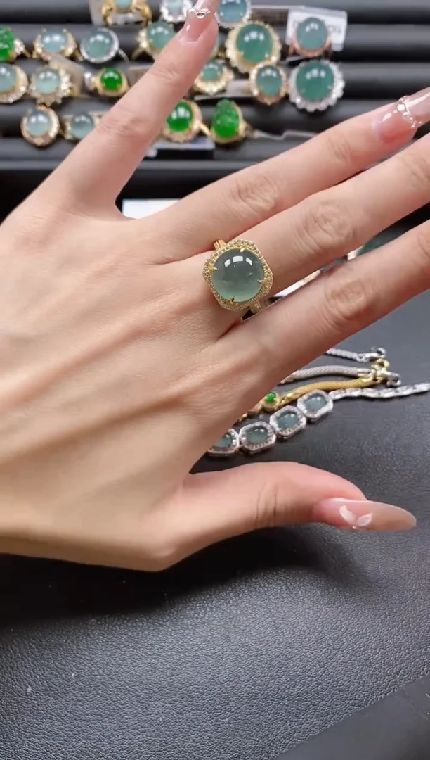 【闪购商品】翡翠戒指银S925镶嵌6555