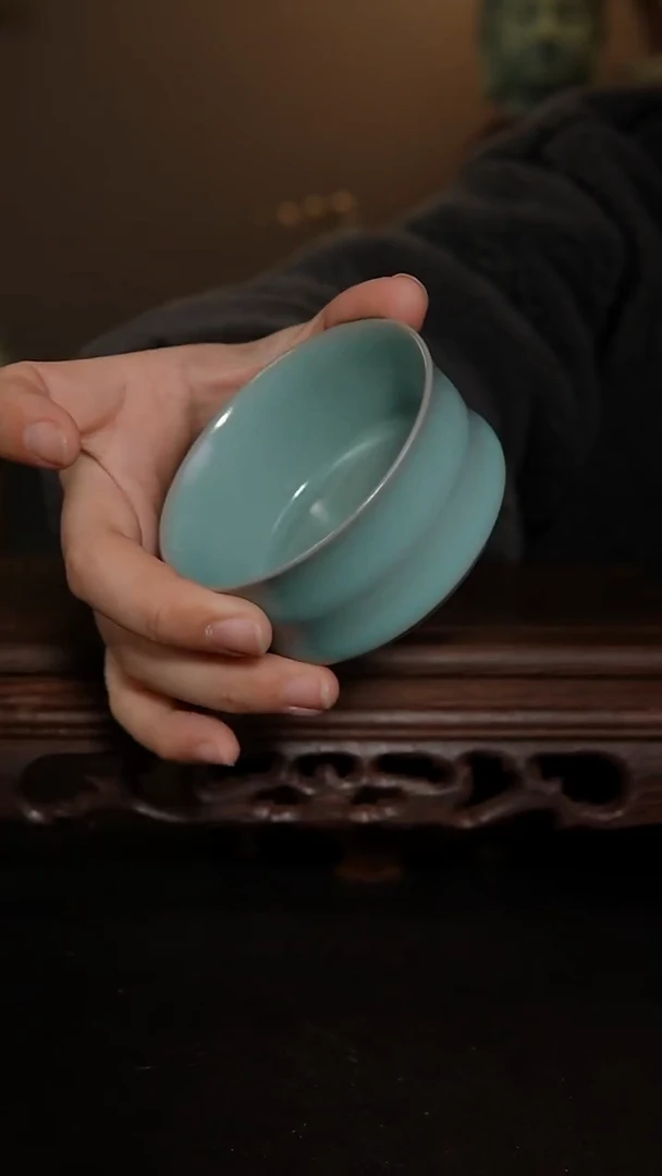 摆件瓷仿古手工竹节杯