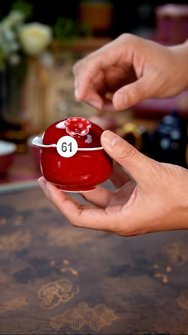 观澹陶瓷直播微瑕专享宣德红盖碗61