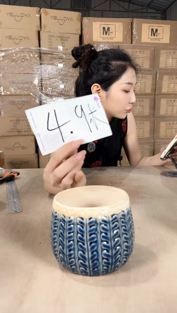 白麻口蓝色12x11