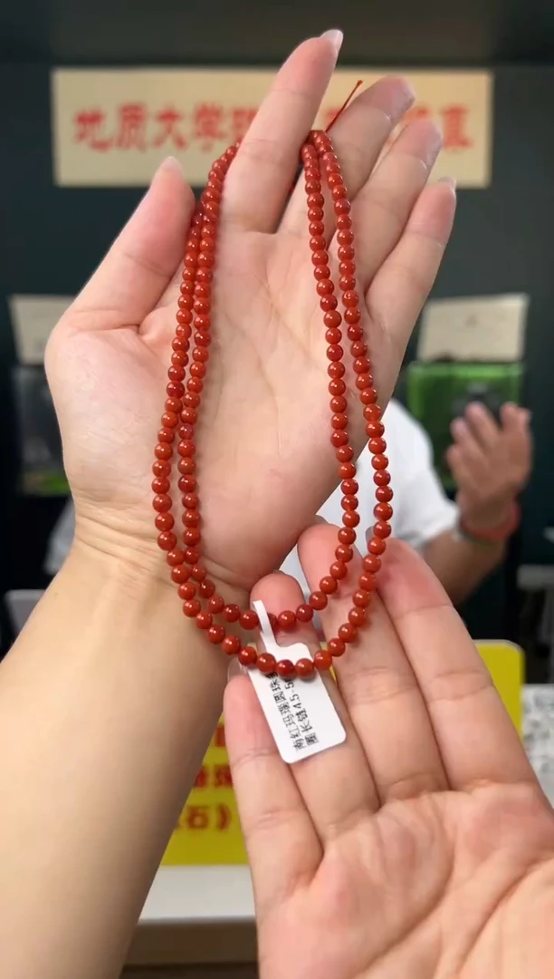 颈饰未镶嵌南红玛瑙南红玛瑙圆珠多圈长链4.5-5mm