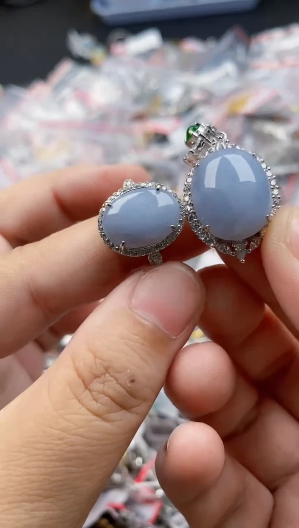 翡翠戒指银S925镶嵌6666   9