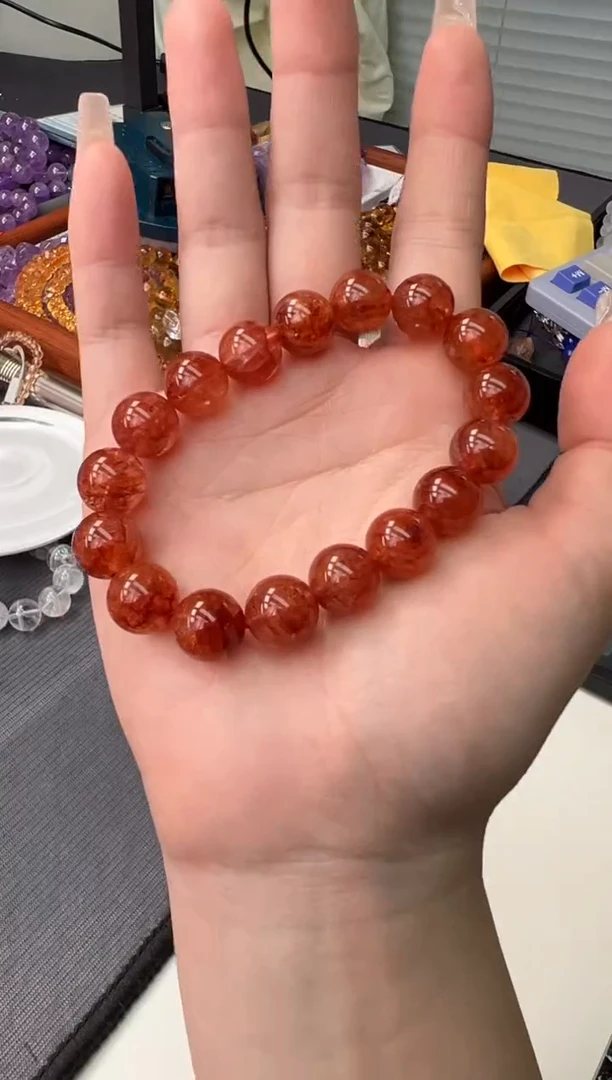 未镶嵌手链水晶红胶花11m+