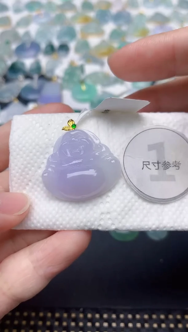 颈饰18K金镶嵌翡翠天然缅甸A货翡翠