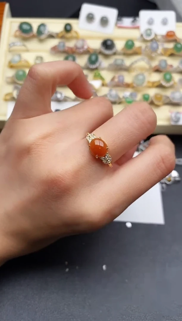 【闪购商品】翡翠戒指银S925镶嵌666666666+10