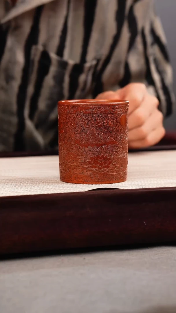 茶壶紫砂龙骨金砂 和气生财直筒杯