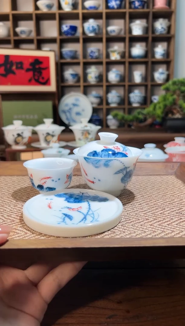 【闪购商品】130cc荷花盖碗+荷花客杯+荷花盖置