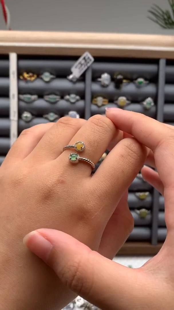 银S925镶嵌戒指翡翠1