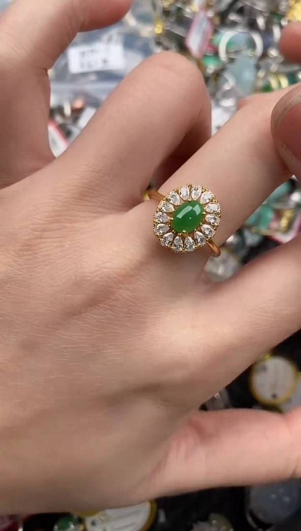 银S925镶嵌戒指翡翠10                  2