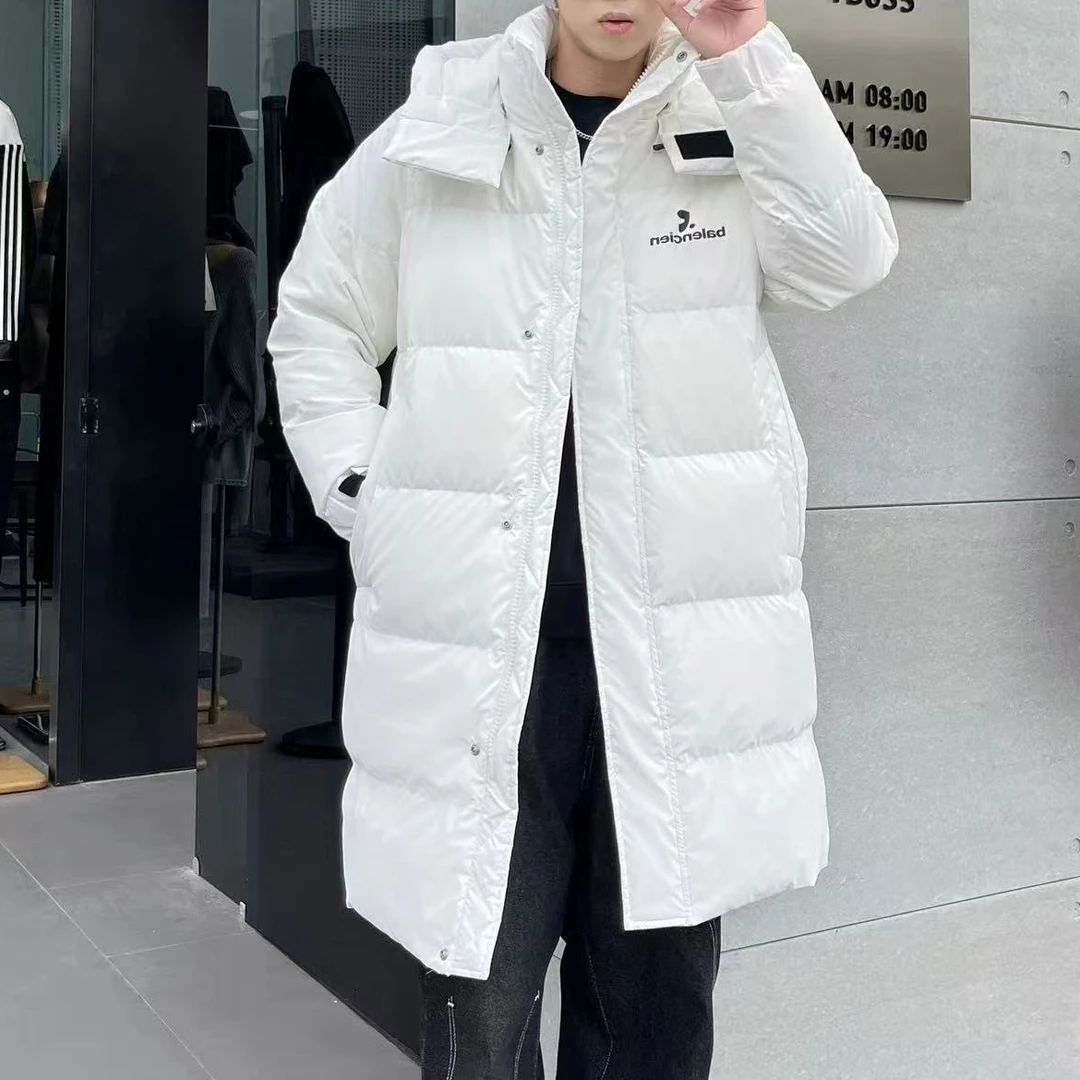 奢潮-9909-冬季新款纯色潮流时尚长款连帽外套