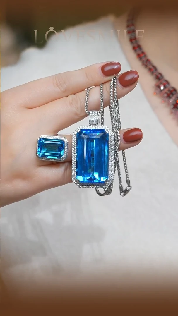 银S925镶嵌托帕石吊坠（赠链）+戒指078