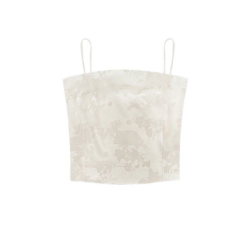 【百搭背心】春装新款新中式国风吊带背心暗纹提花工艺背心F9215