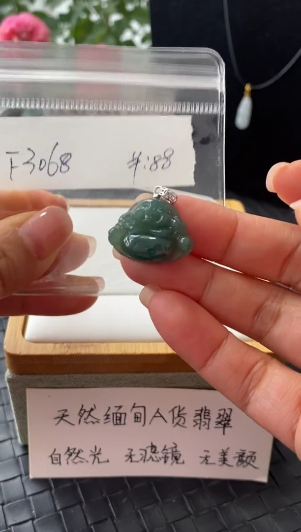 吊坠(不含链)银S925镶嵌翡翠FF3068