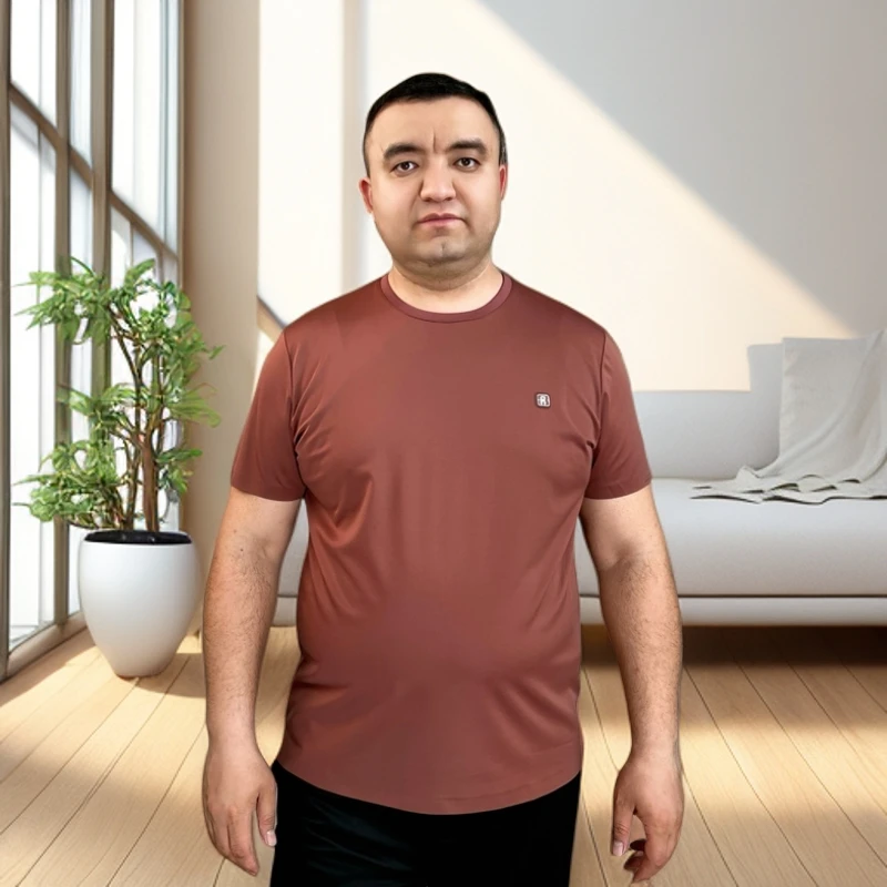 男士先生夏季休闲透气纯色弹力商务圆领体恤3005