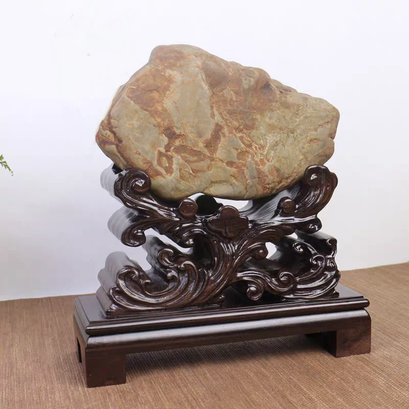 非洲黑檀木浪花奇石底座石头架子创意装饰展示托架万能通用底座